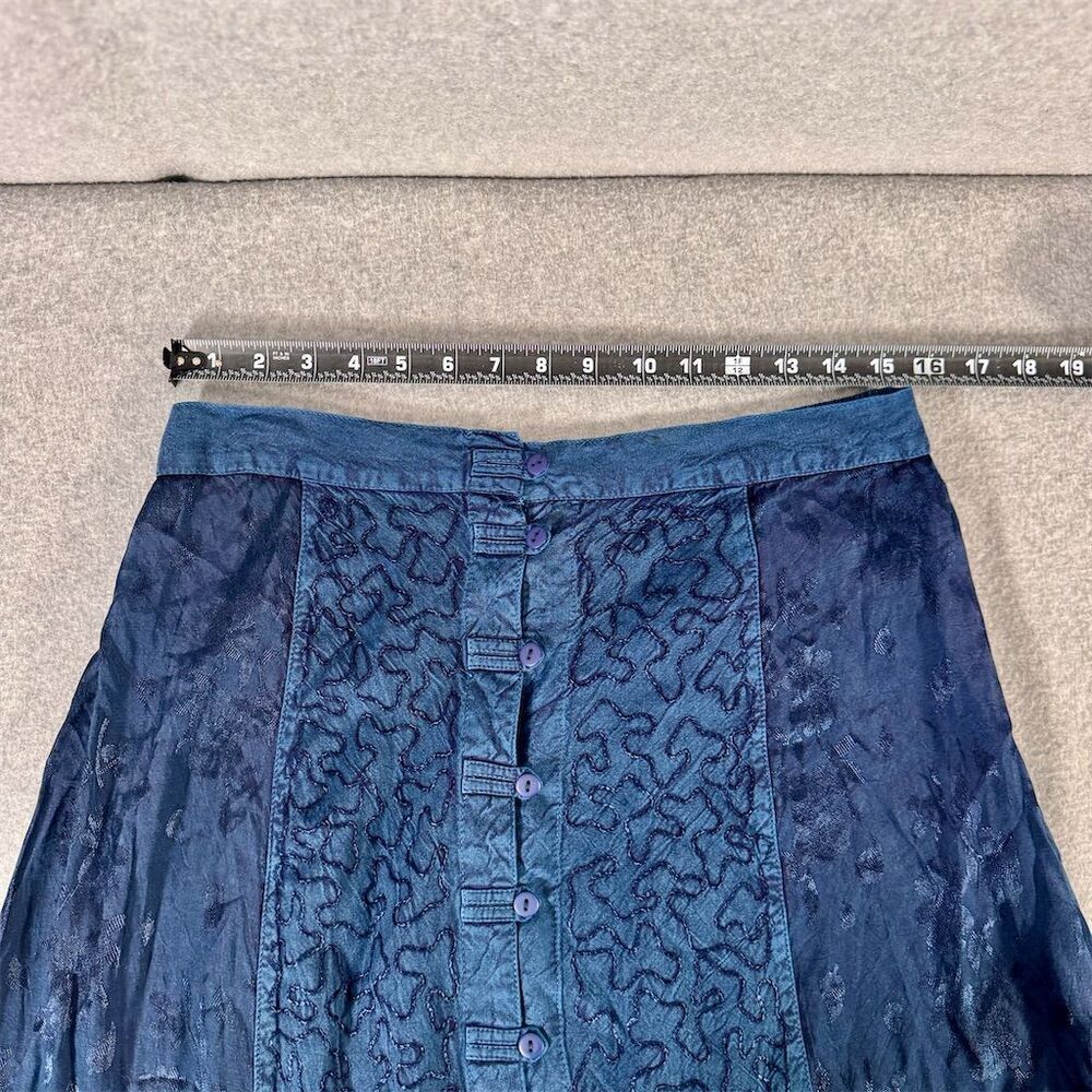 Naqui New York Blue Embroidered Boho Maxi Skirt Size M - Picture 8 of 11